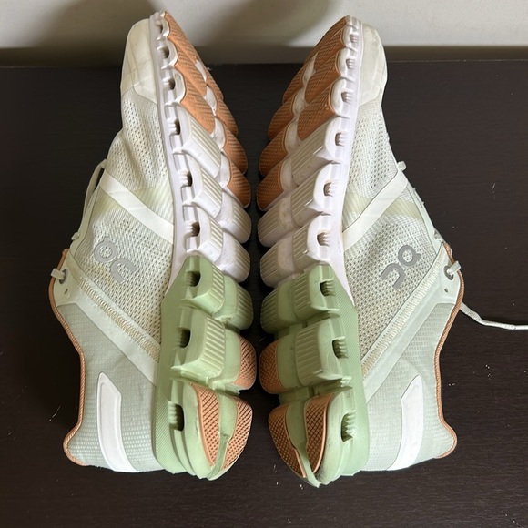 ON Cloud Cloudflow Running Sneaker Shoe Aloe White Womens Designer Trendy Sz 9.5 - Picture 9 of 12